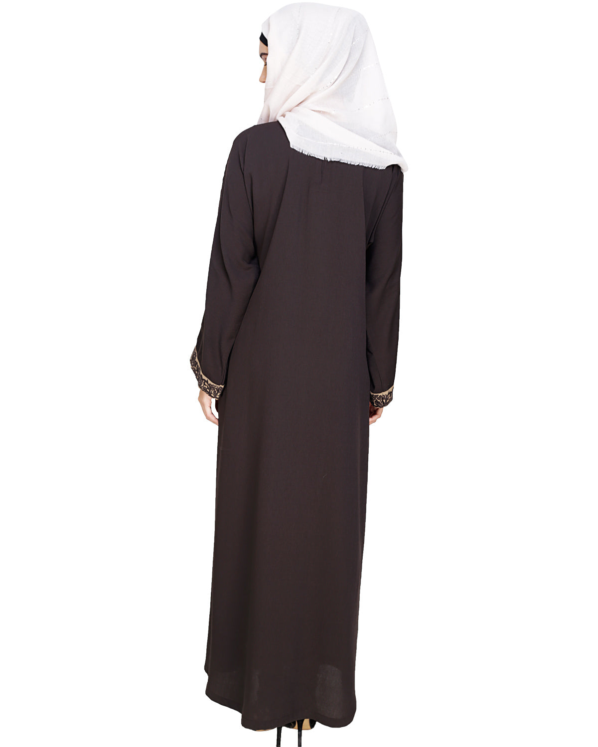 Panelled Dubai Style Abaya Brown