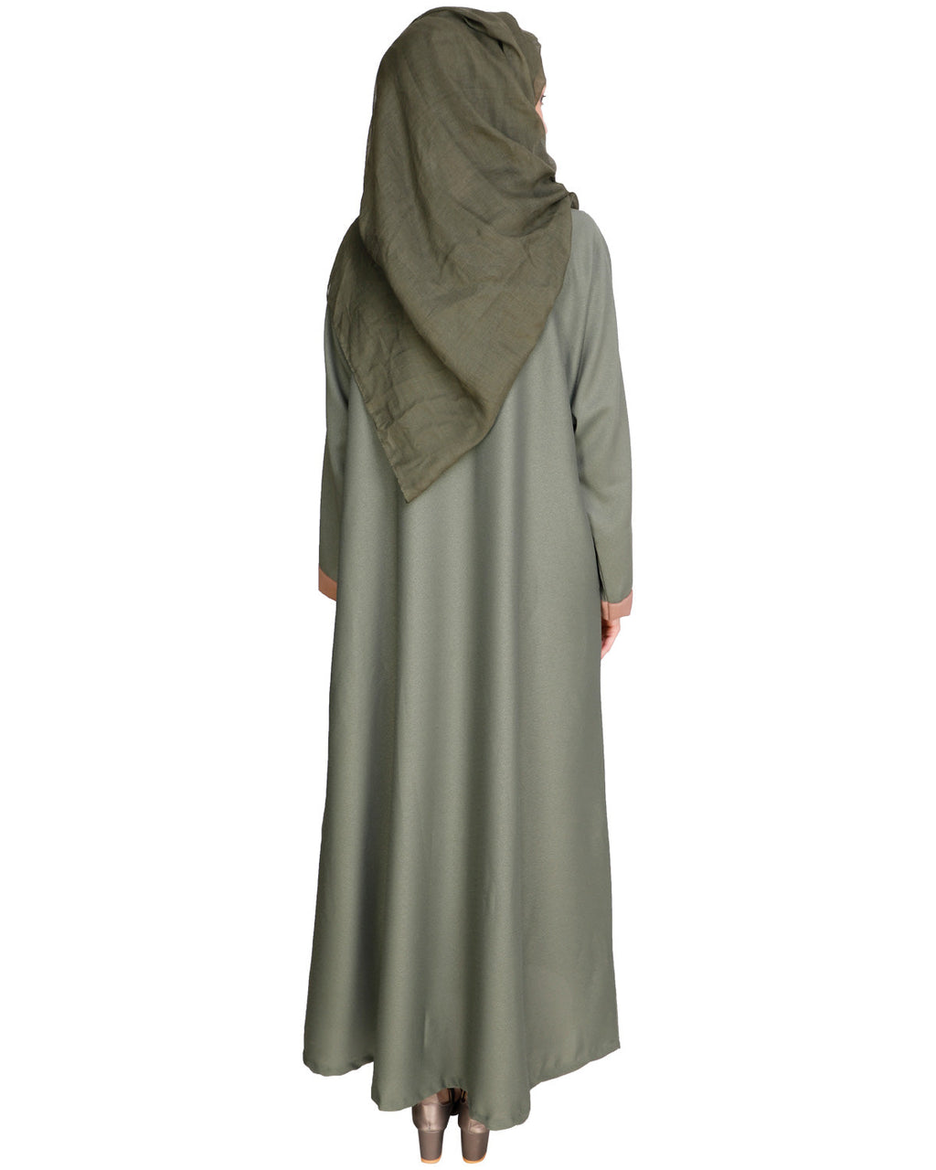 Panelled Dubai Style Abaya Green