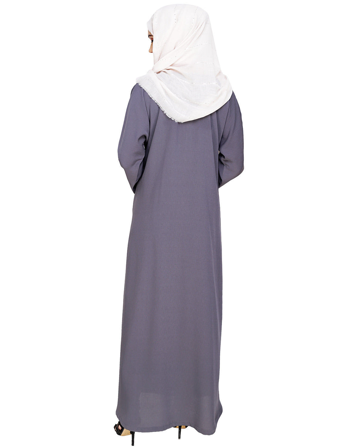 Panelled Dubai Style Abaya Grey
