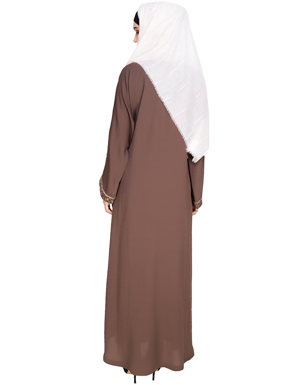 Panelled Dubai Style Abaya Mud Brown