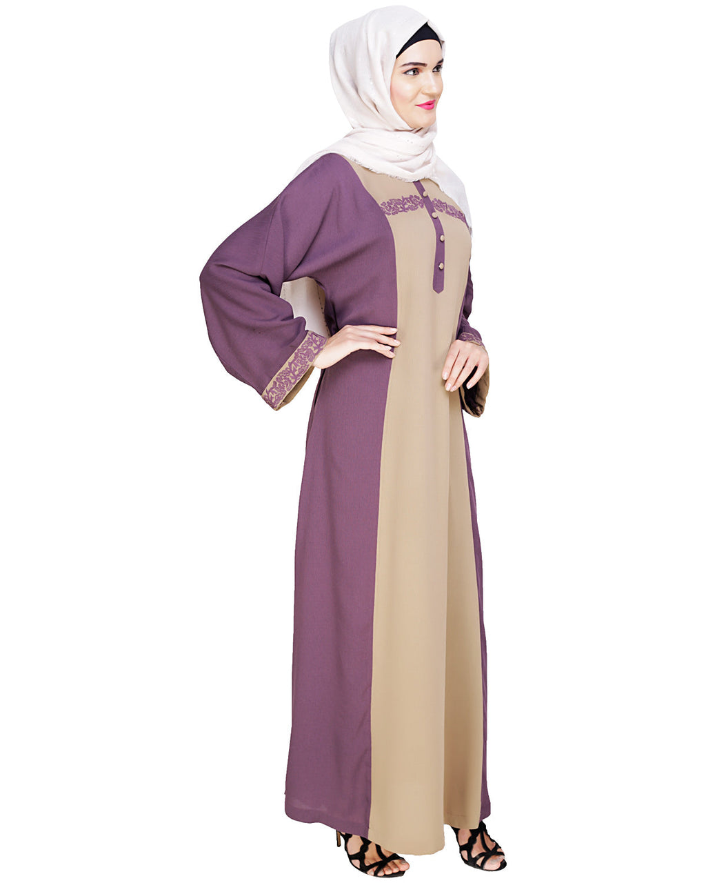 Panelled Dubai Style Abaya Purple