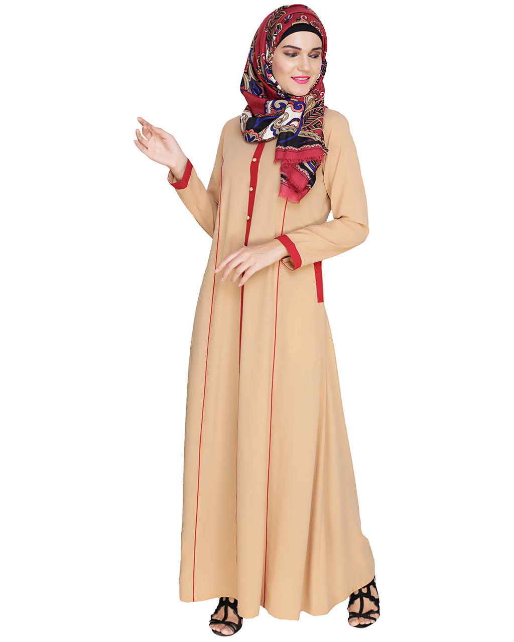 Panelled Abaya Beige