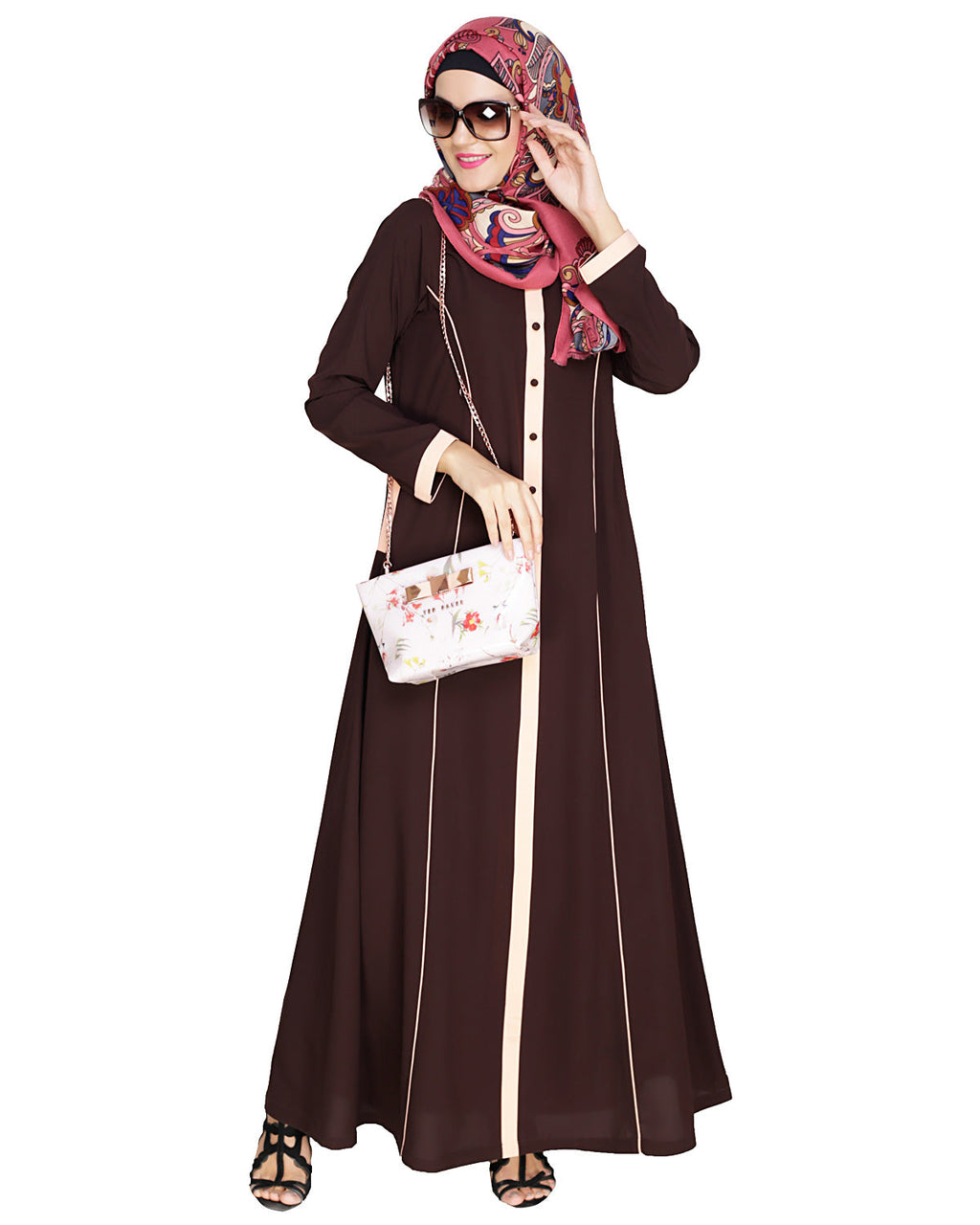 Panelled Abaya Brown