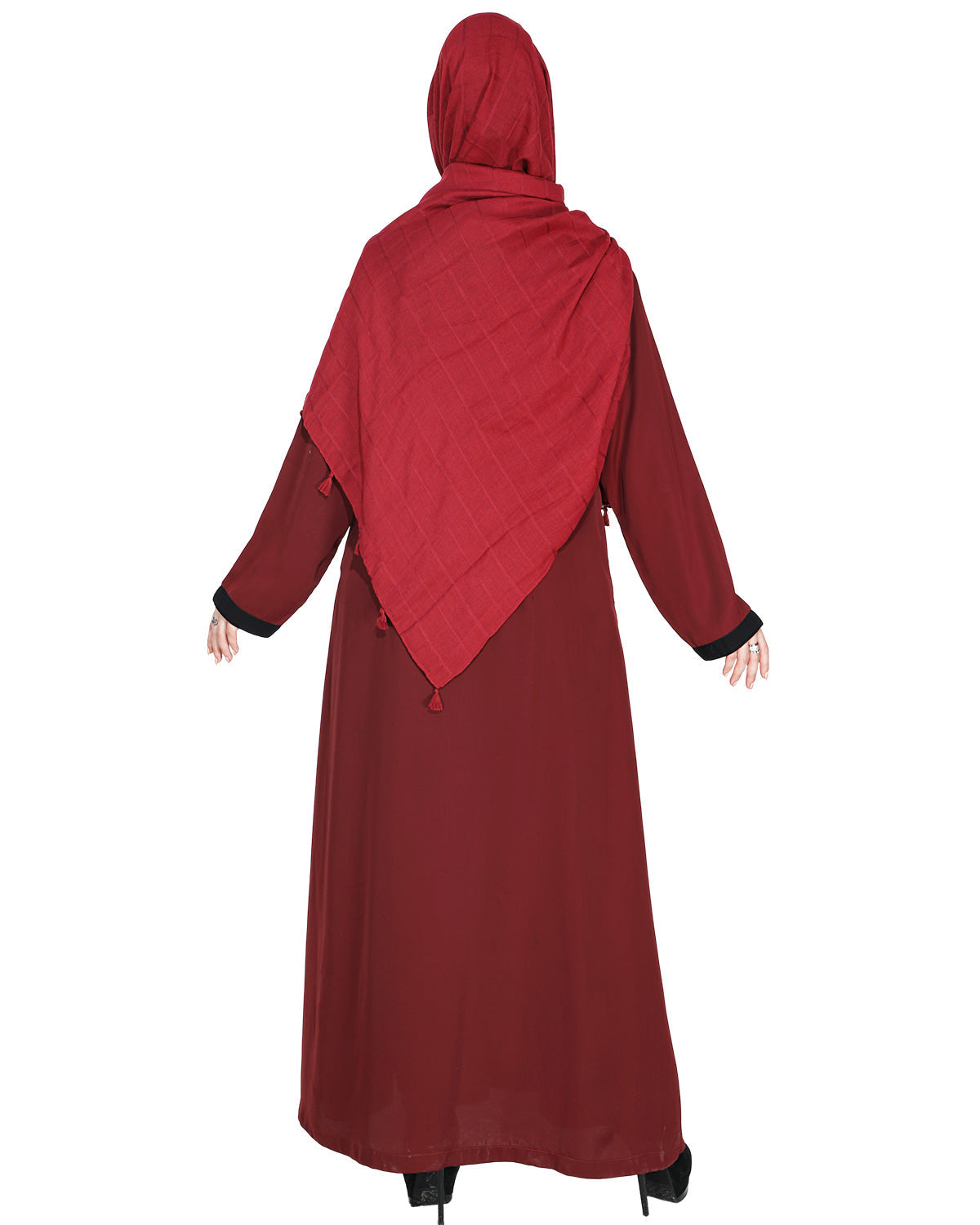 Panelled Abaya Trendy Coral