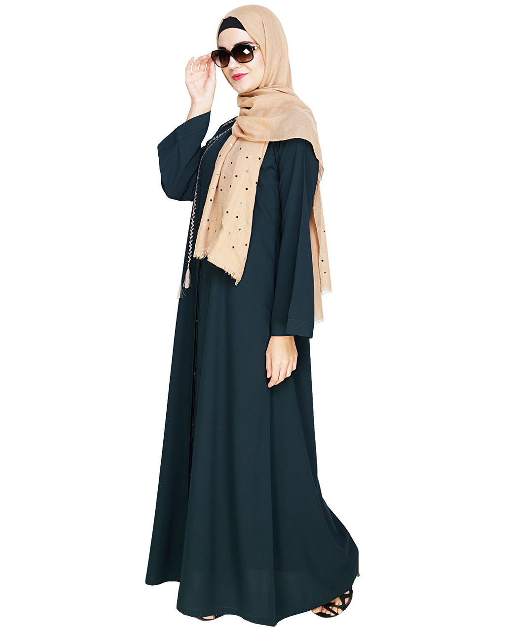 Elegant Embroidered Abaya Green