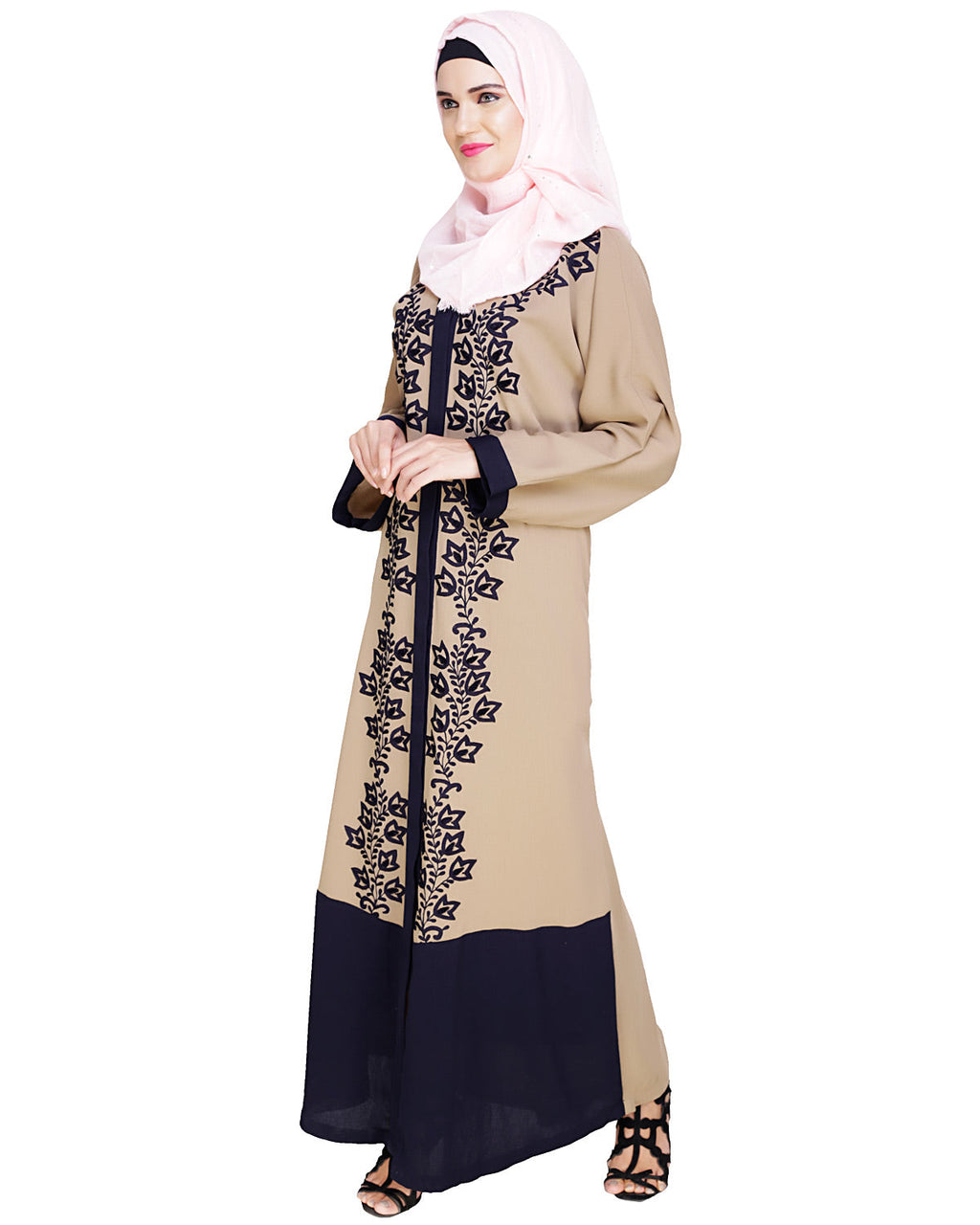 Bedazzled Dubai Style Abaya Dark Blue
