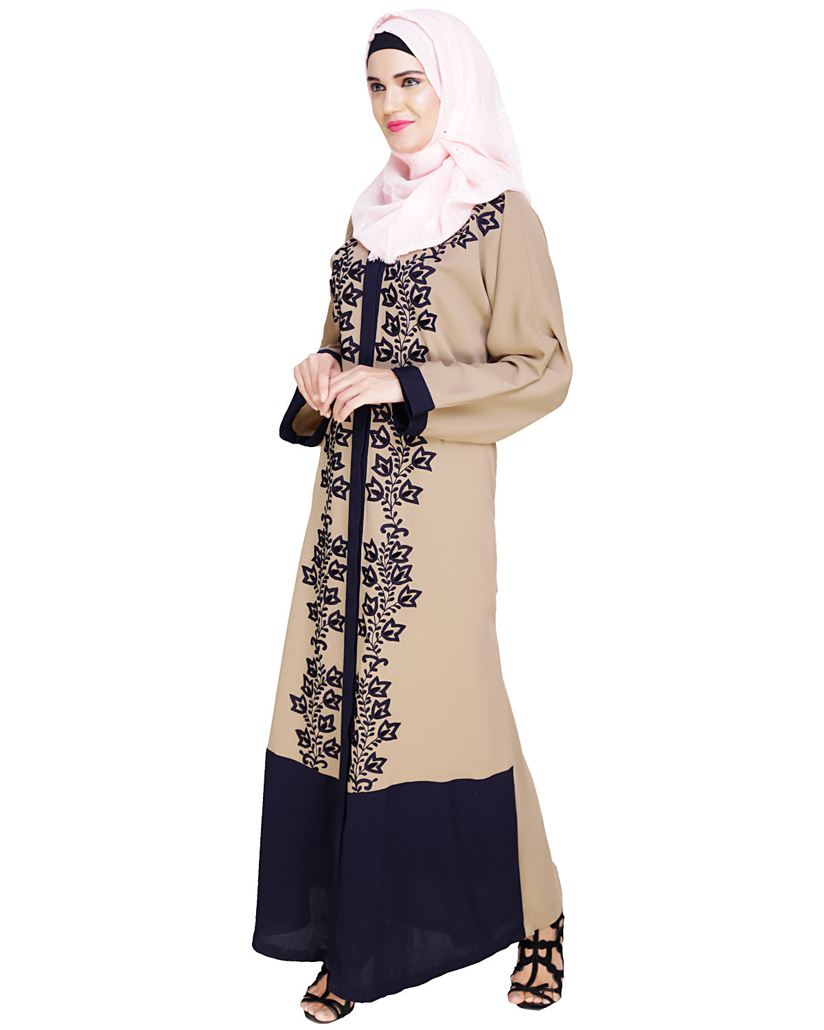 Bedazzled Dubai Style Abaya Dark Blue