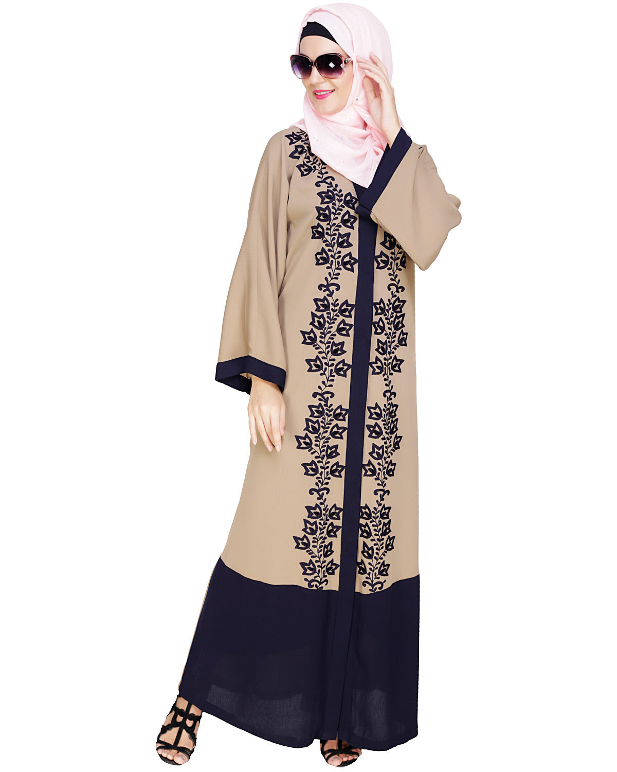 Bedazzled Dubai Style Abaya Dark Blue