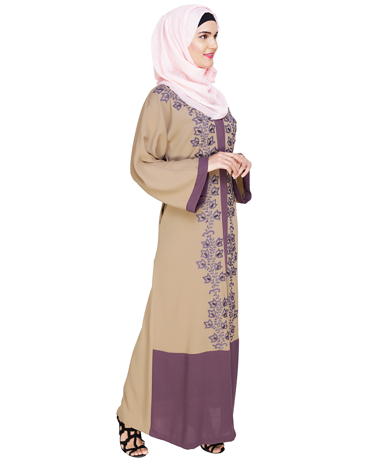 Bedazzled Dubai Style Abaya Mauve