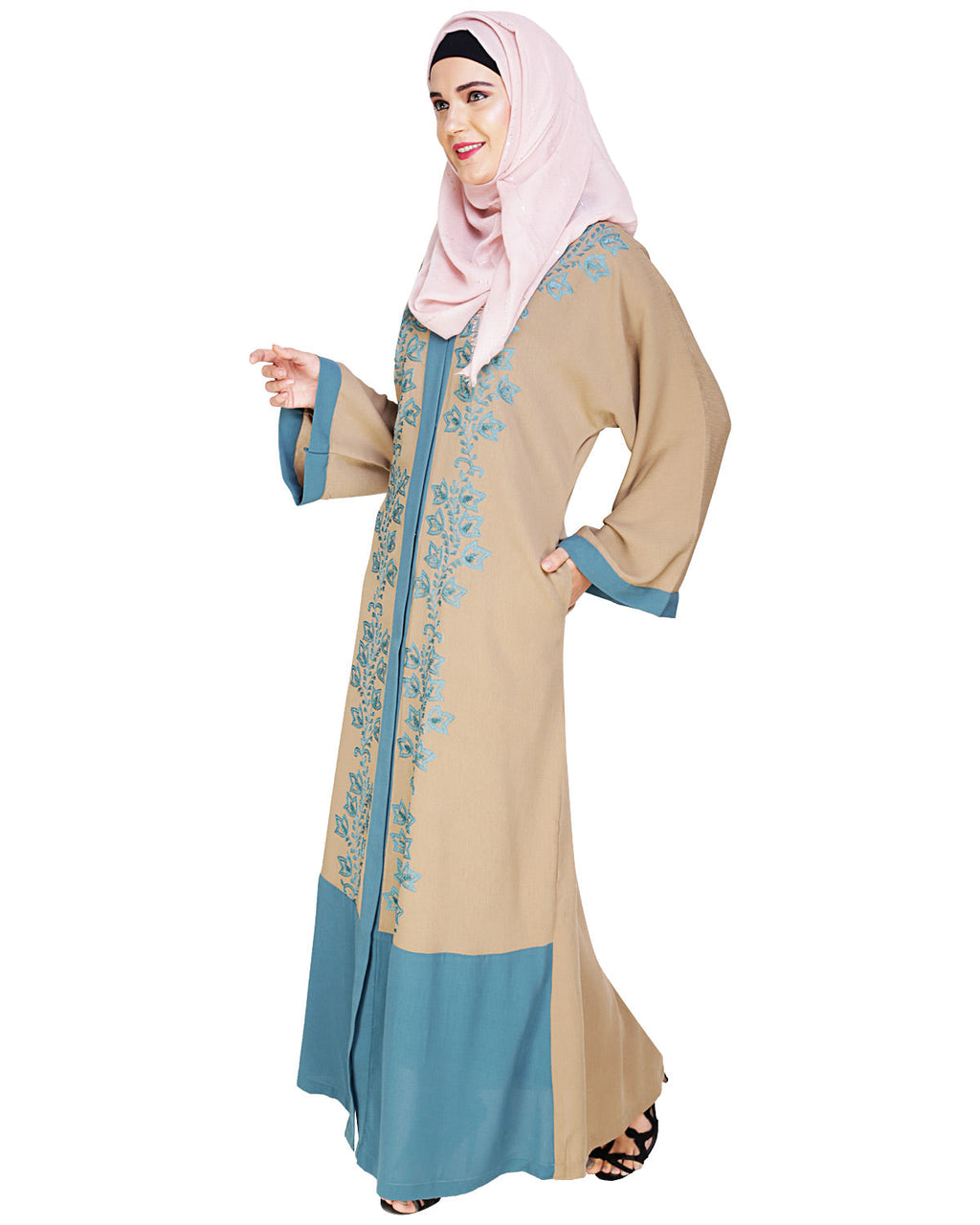 Bedazzled Dubai Style Abaya Seafoam Green