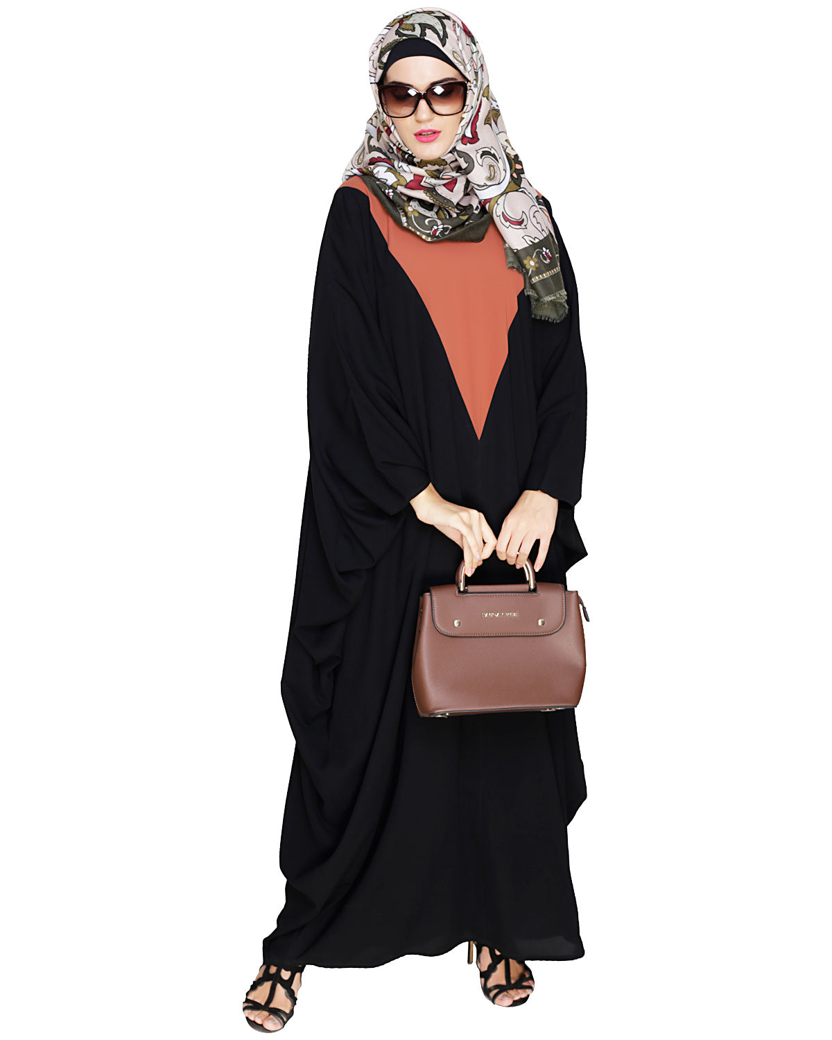 Colour Blocked Black Kaftan Black