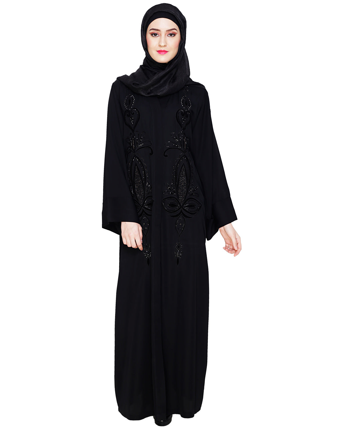 Glitzy Black Dubai Style Abaya Black
