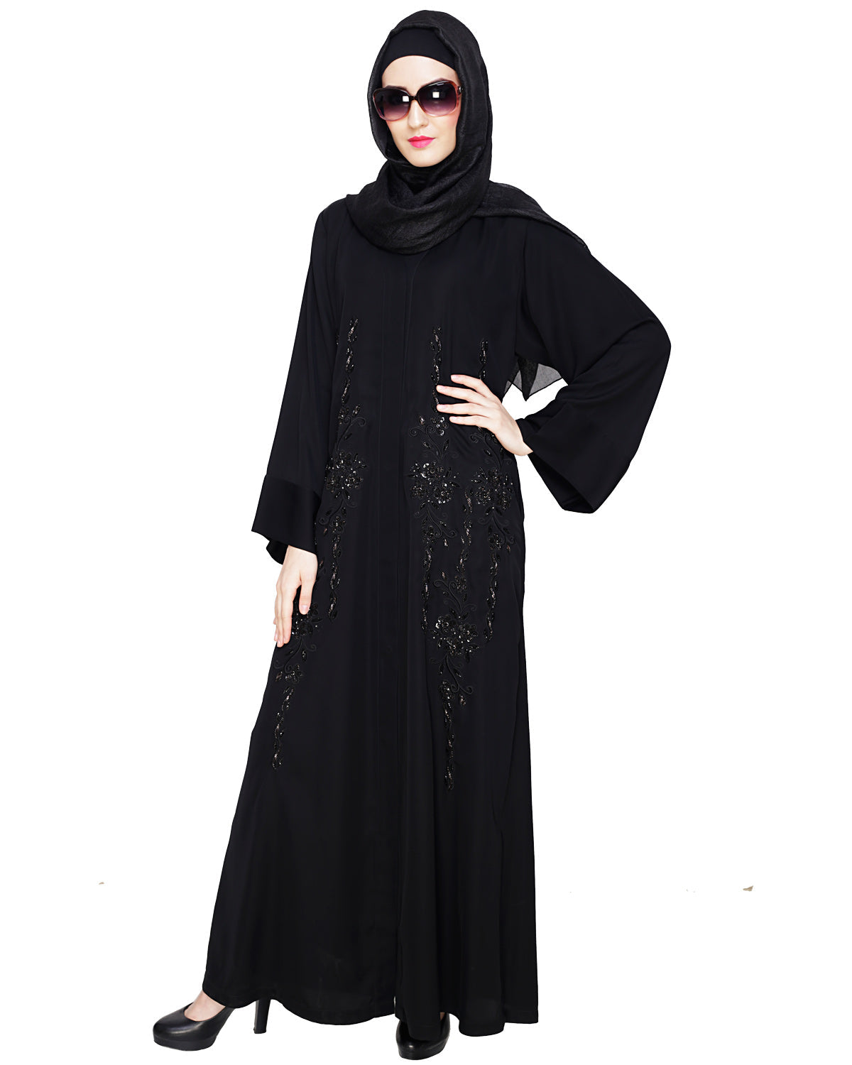 Magnificient Black Dubai Style Abaya Black