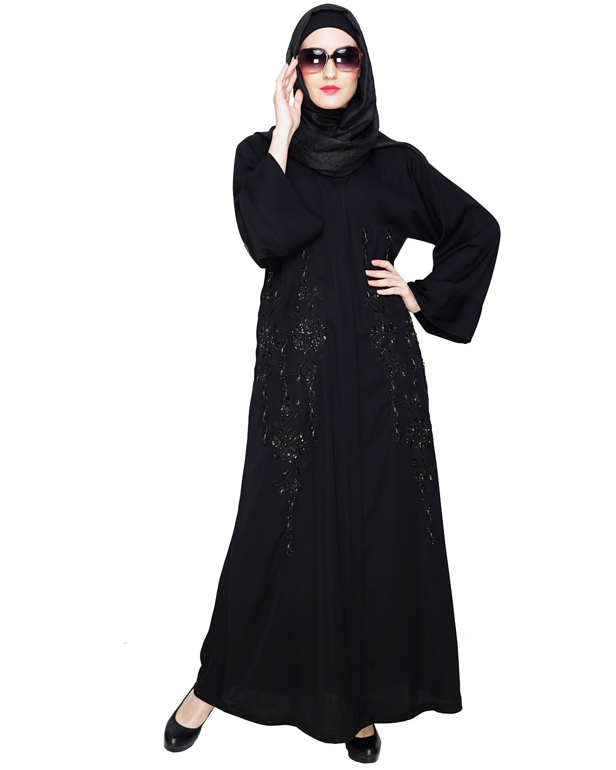 Magnificient Black Dubai Style Abaya Black