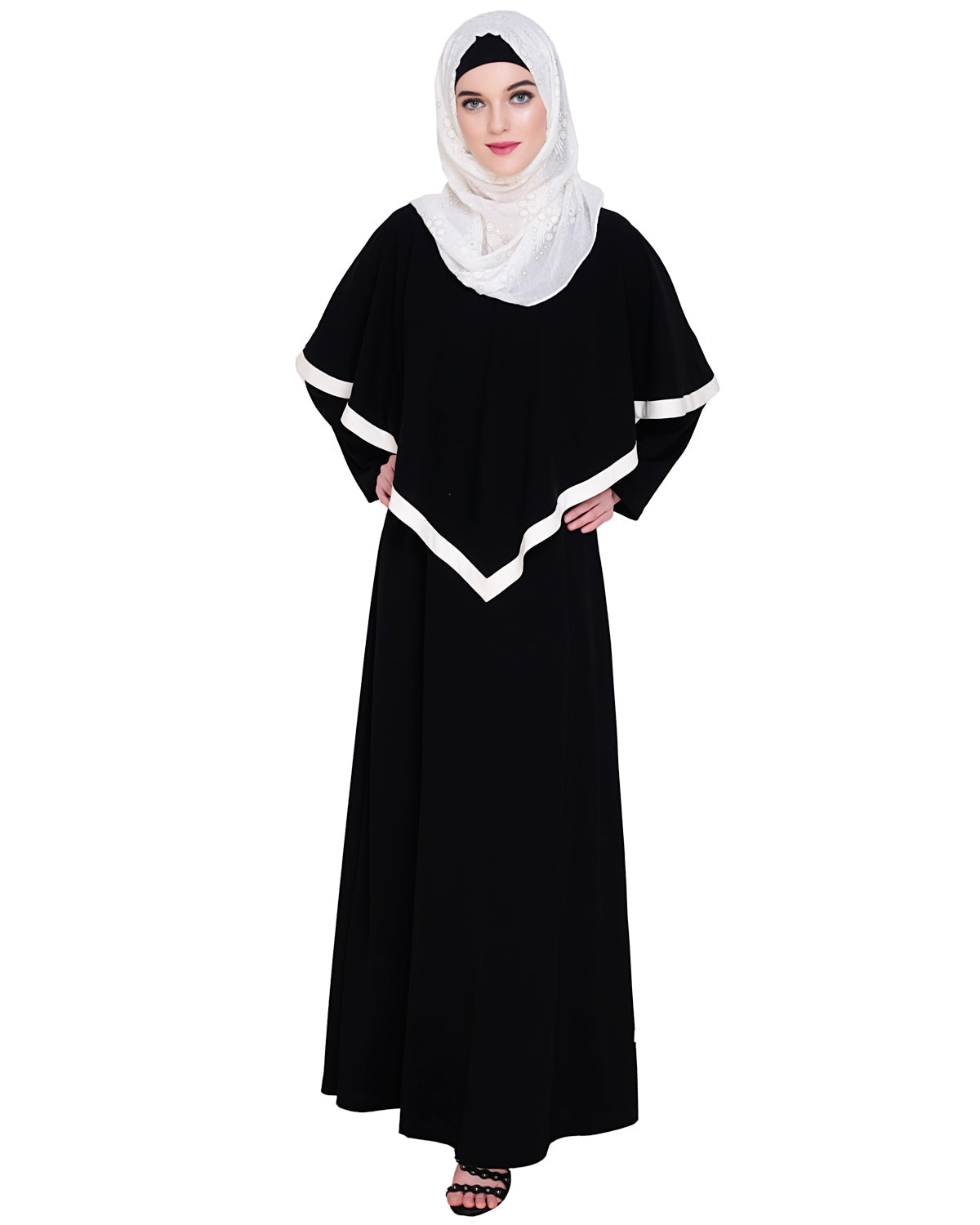 Fancy Cape Abaya Black