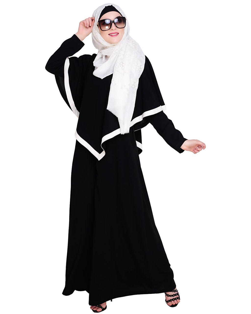 Fancy Cape Abaya Black