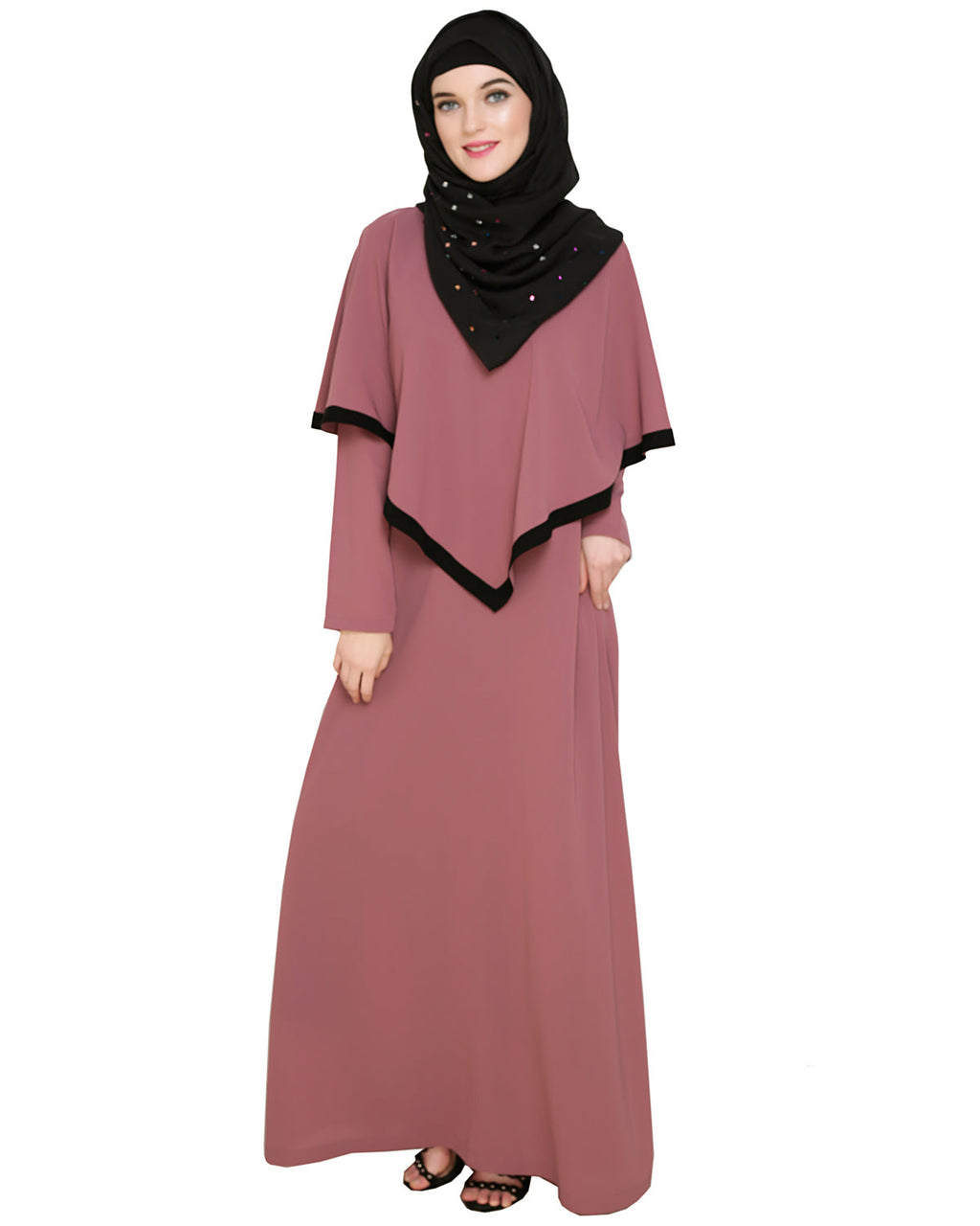 Fancy Cape Abaya Onion Pink