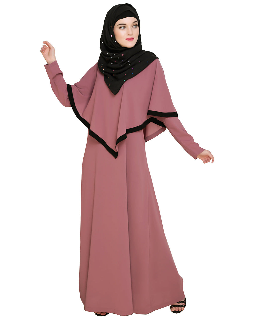 Fancy Cape Abaya Onion Pink