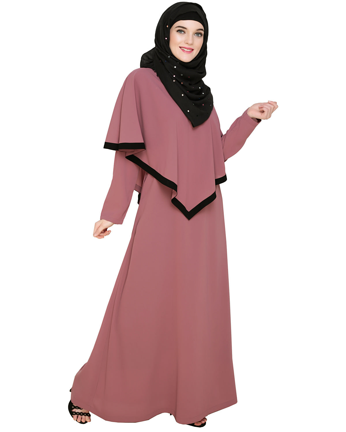 Fancy Cape Abaya Onion Pink