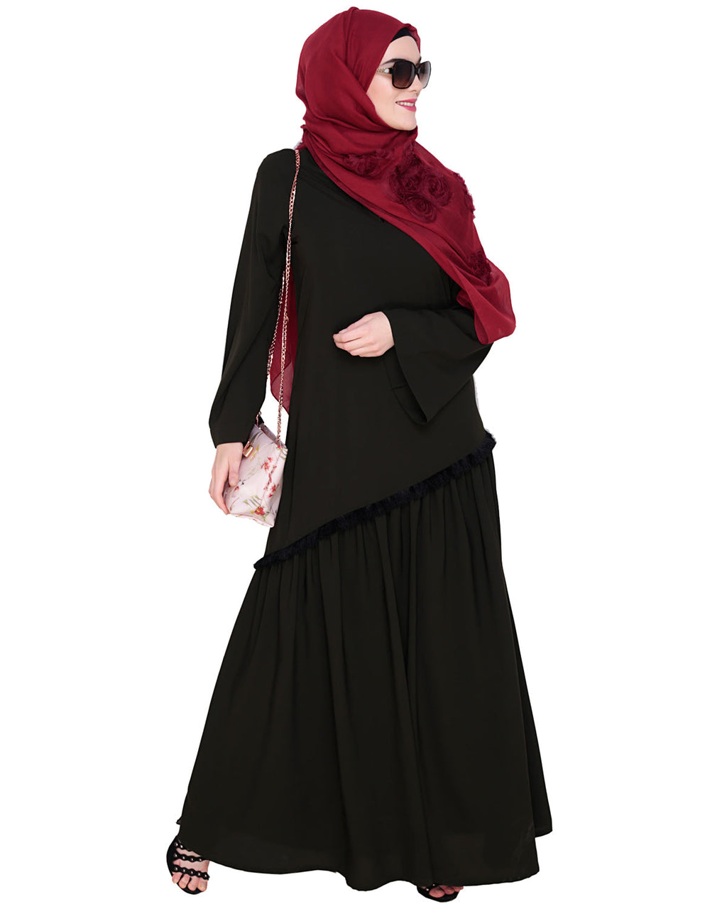 Fringe Lace Abaya Olive