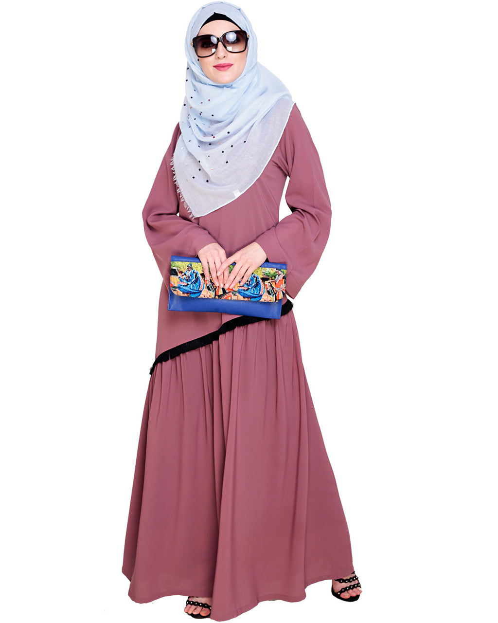 Fringe Lace Abaya Onion Pink