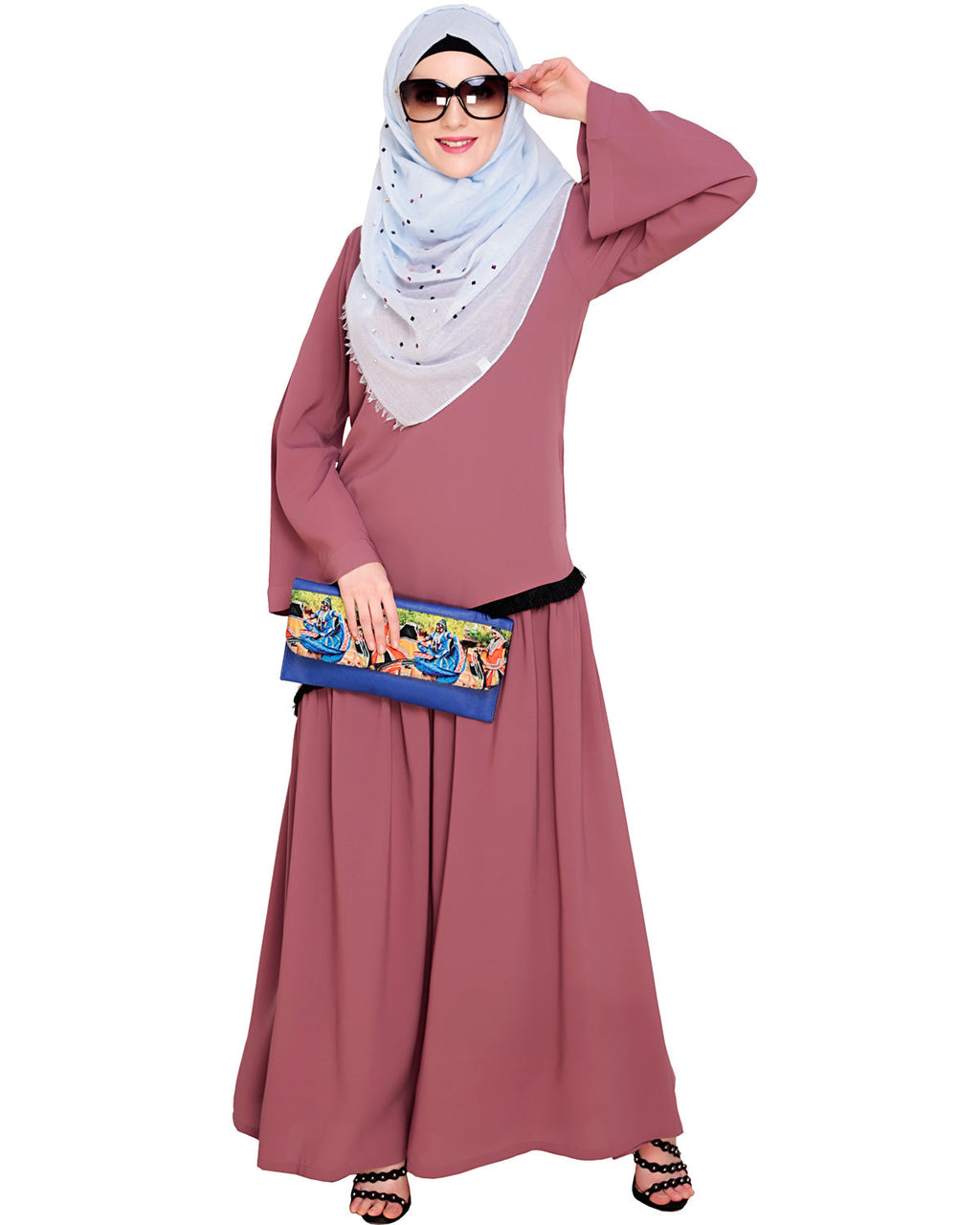 Fringe Lace Abaya Onion Pink