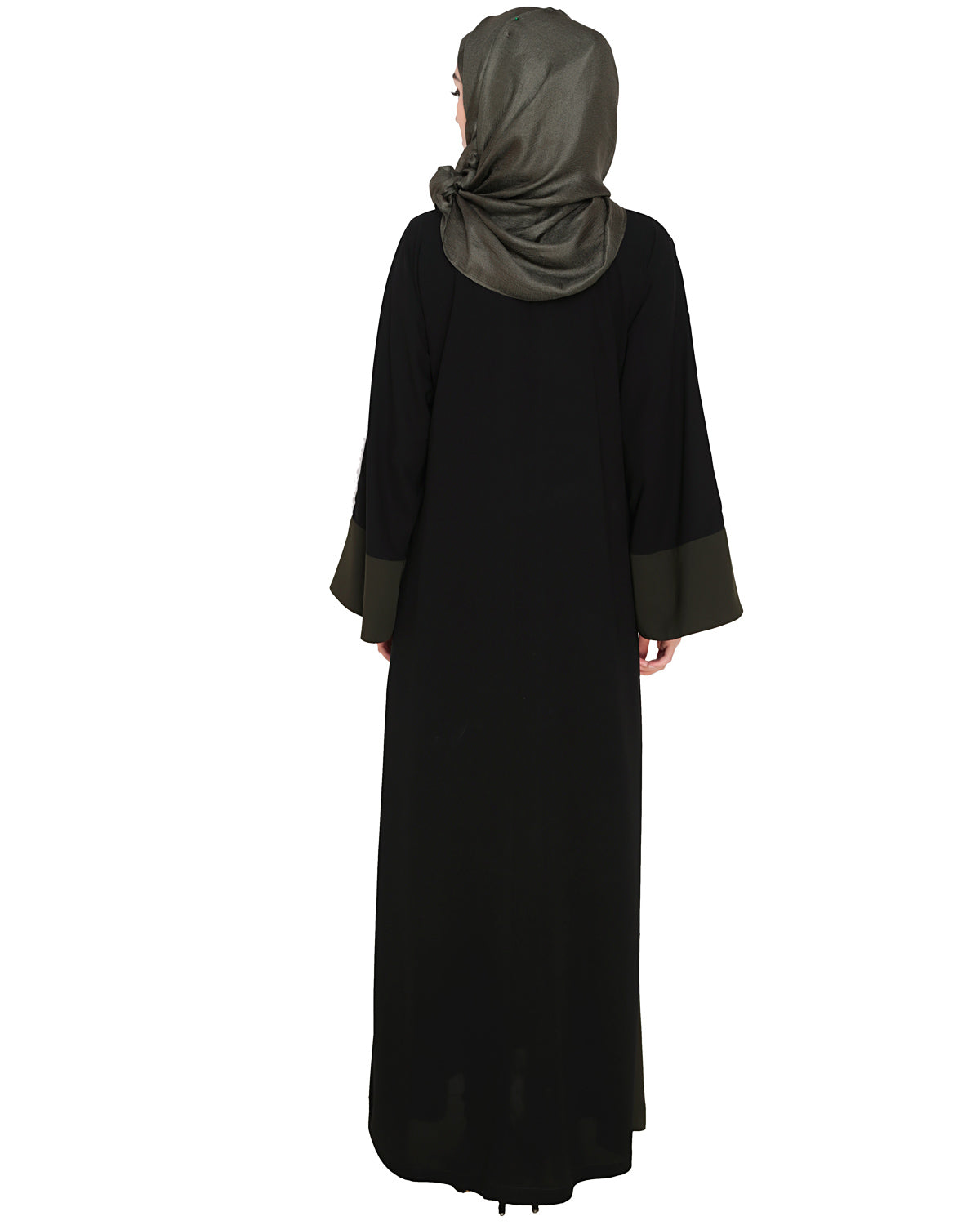 Dazzling Zip-Up Abaya Olive
