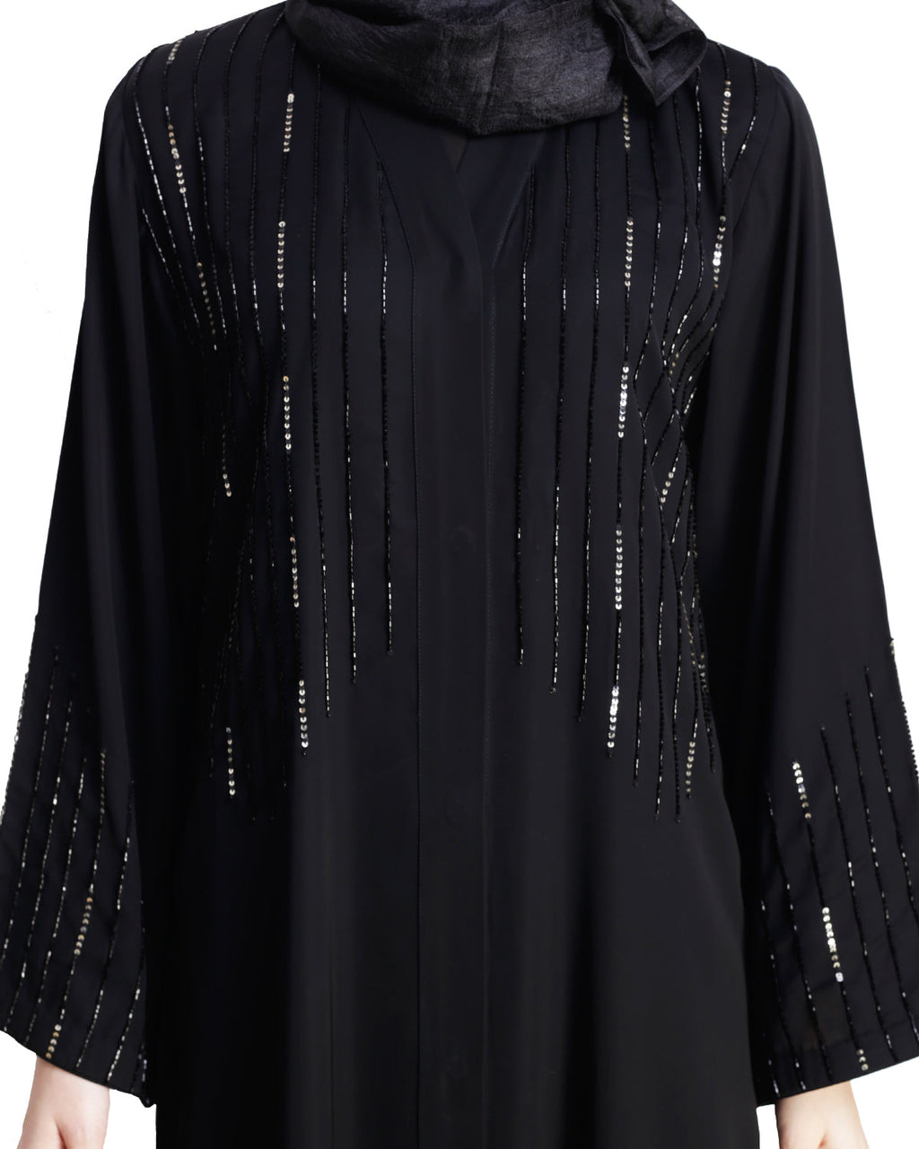 Multicolour Posh Stone Black Dubai Style Abaya Black