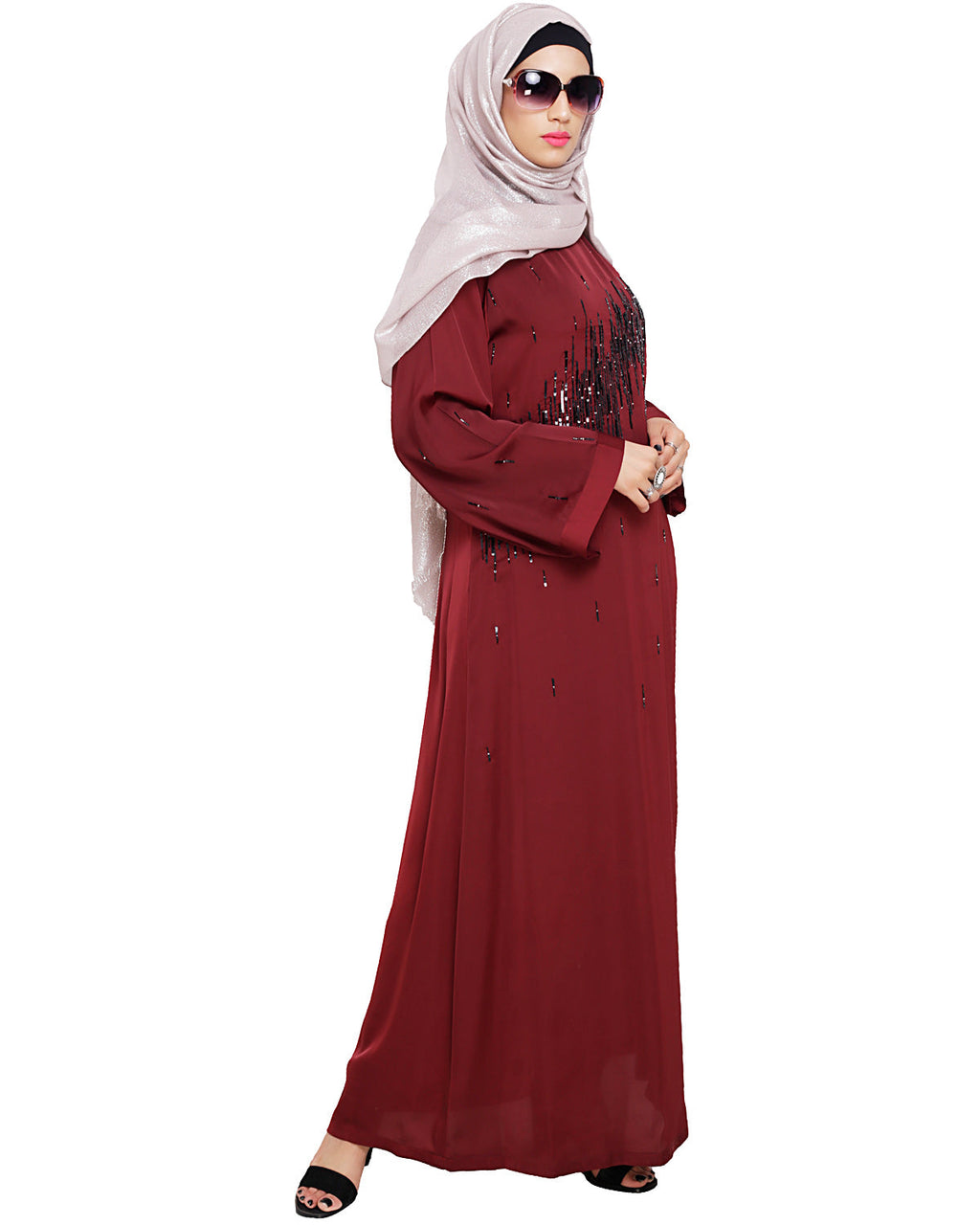 Stardust Dubai Style Abaya Wine XS