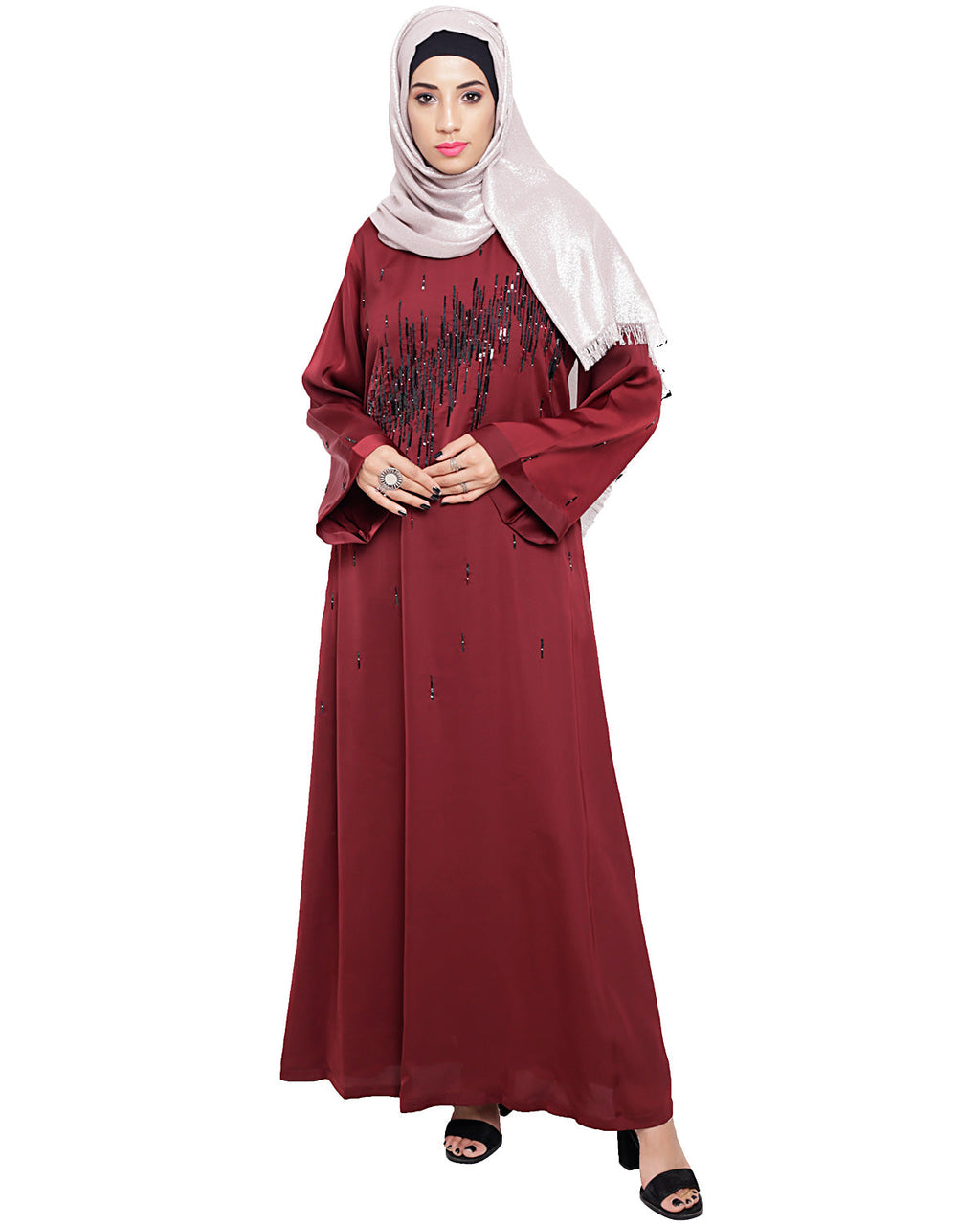 Stardust Dubai Style Abaya Wine