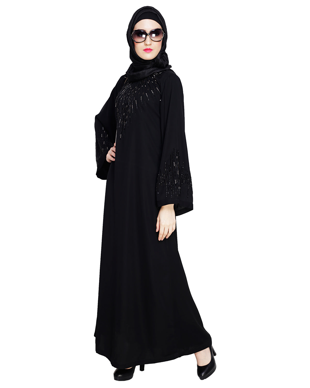 Ornate Black Style Abaya Black