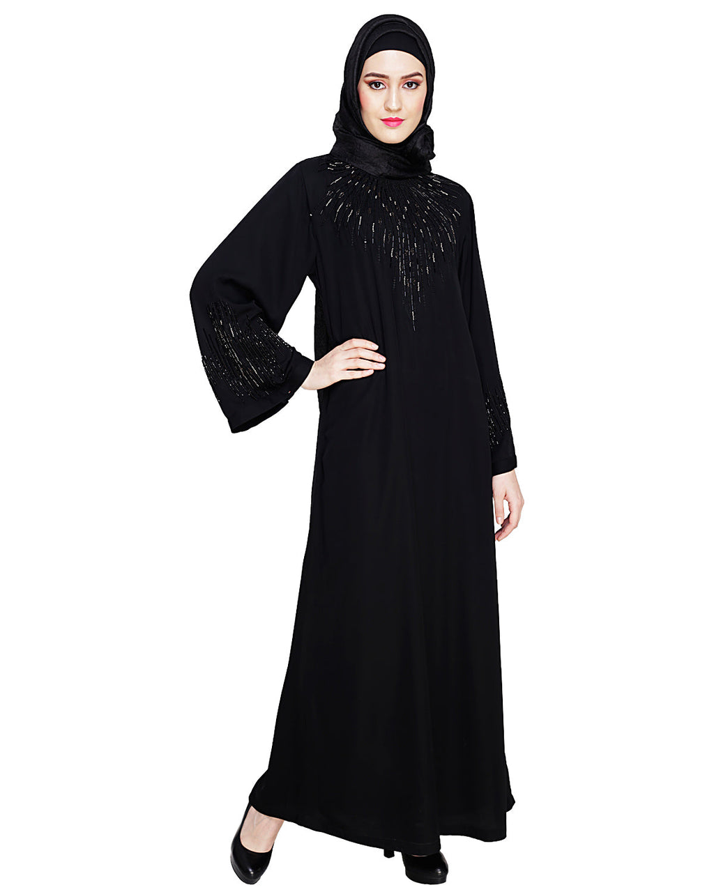 Ornate Black Style Abaya Black