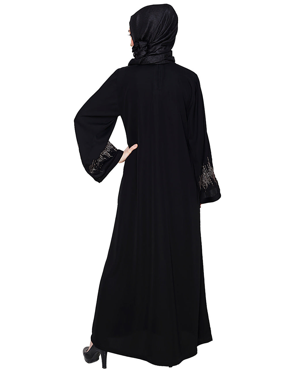 Ornate Black Dubai Style Abaya Black