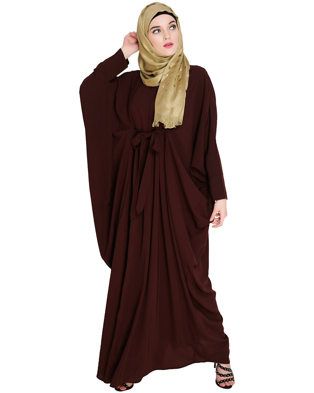 Bow Embellished Kaftan Brown