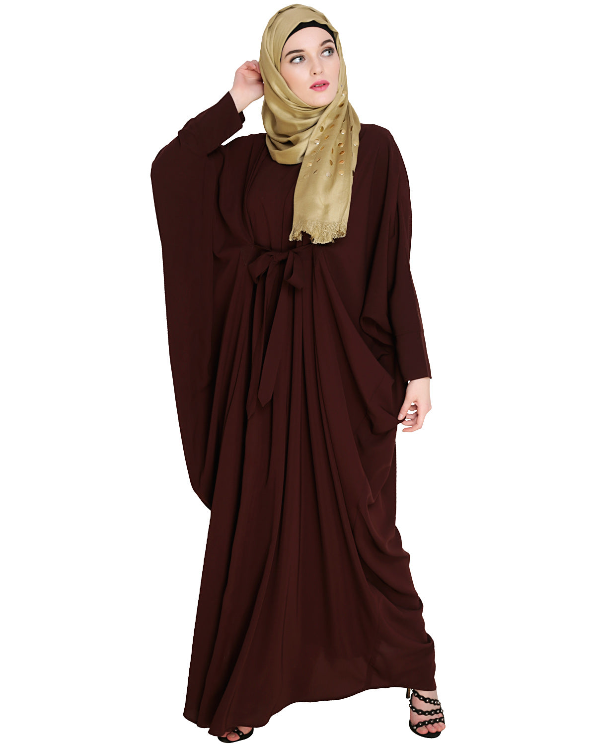 Bow Embellished Kaftan Brown