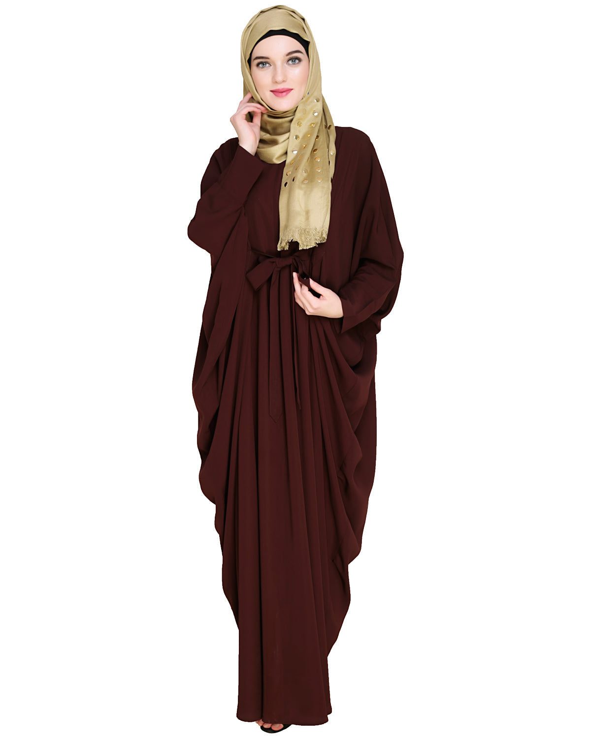 Bow Embellished Kaftan Brown