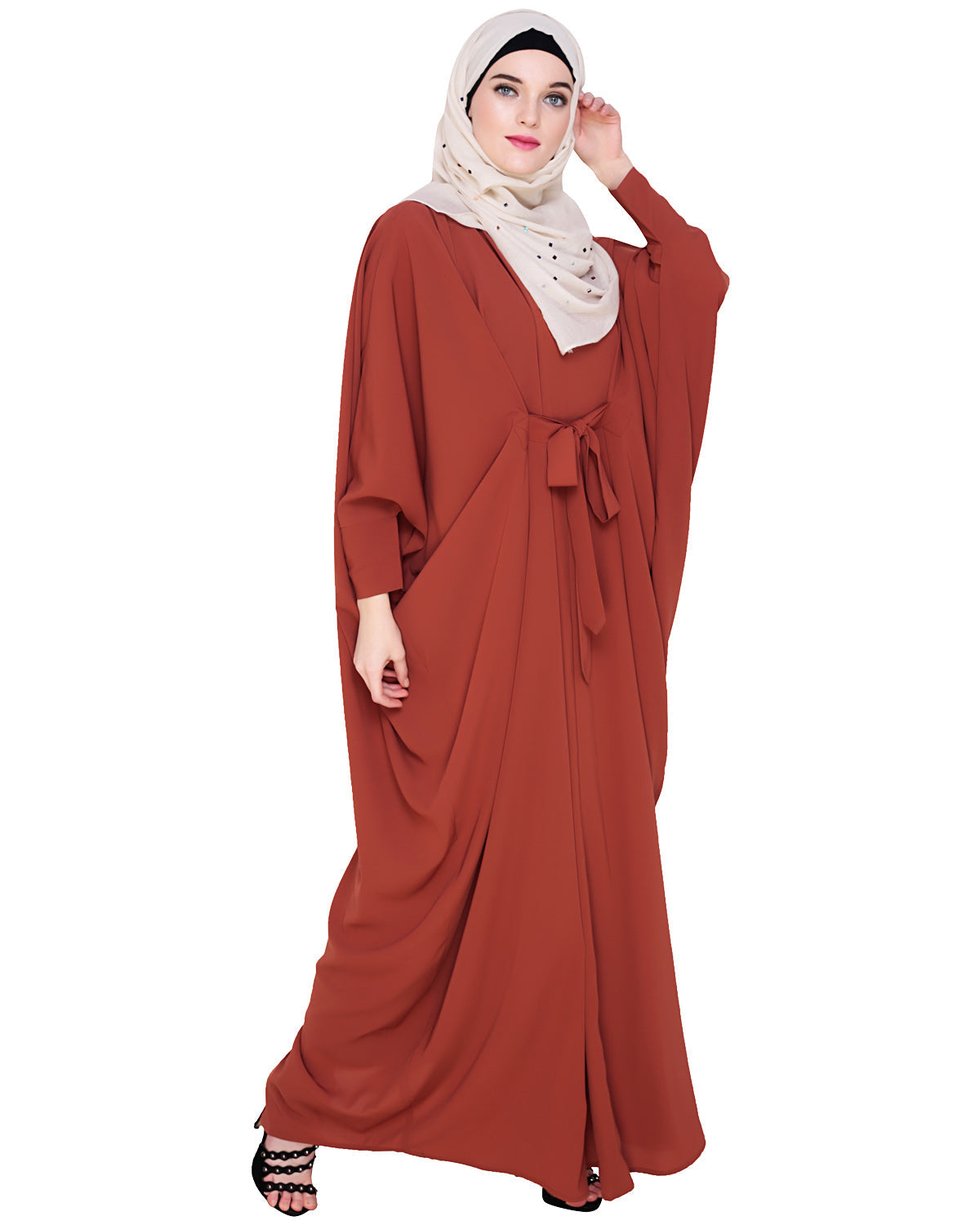 Bow Embellished Kaftan Brick