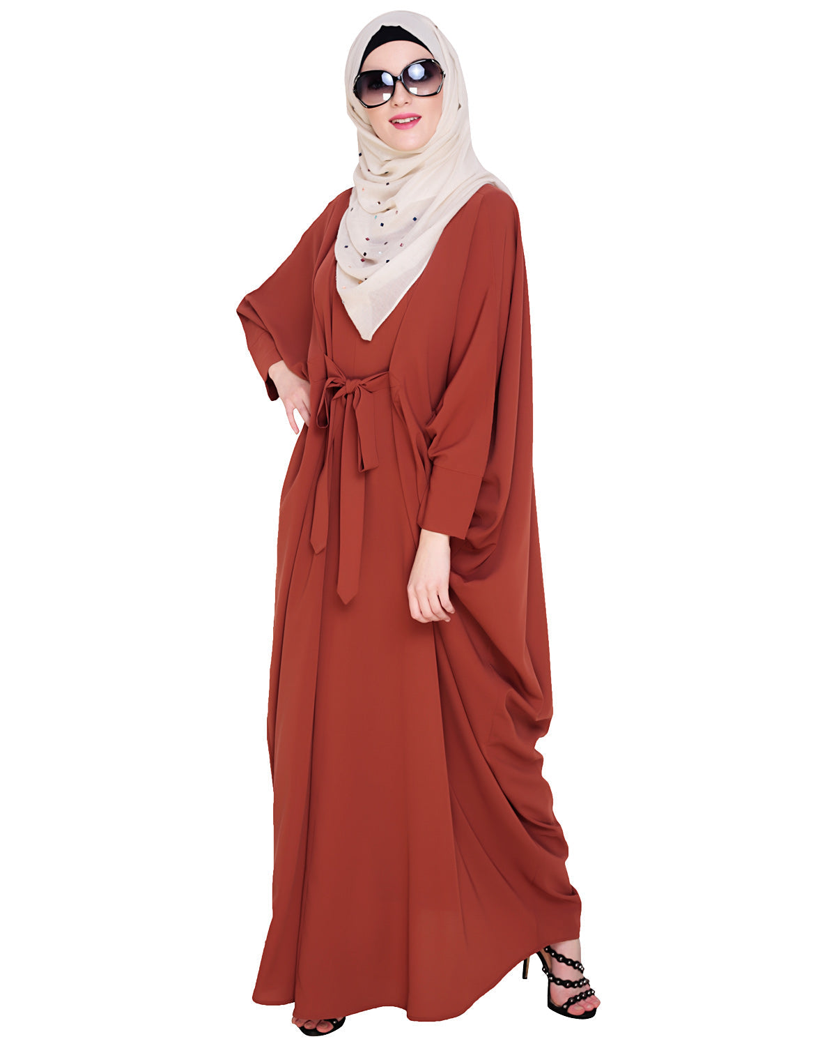 Bow Embellished Kaftan Brick