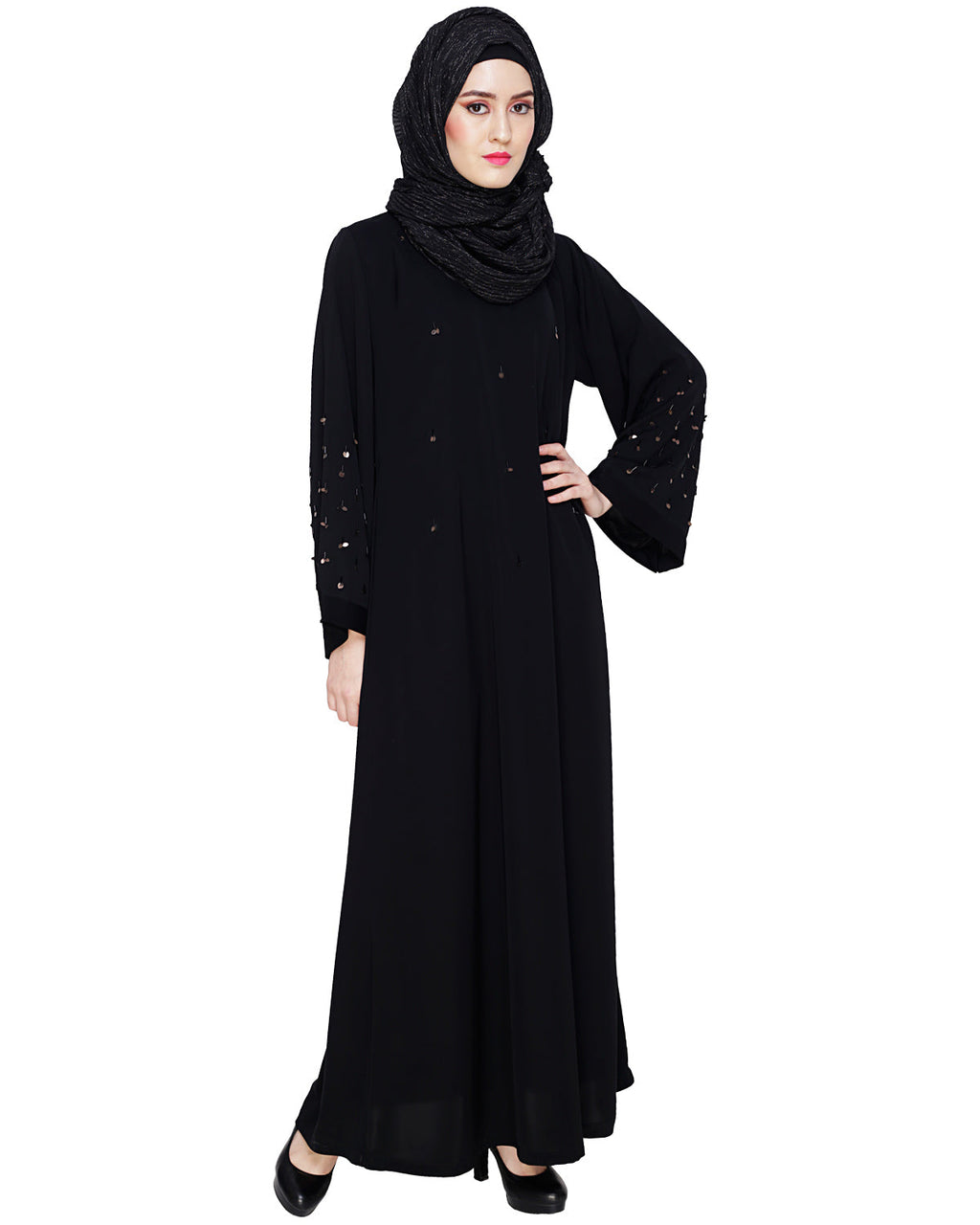 Enchanting Black Dubai Style Abaya Black