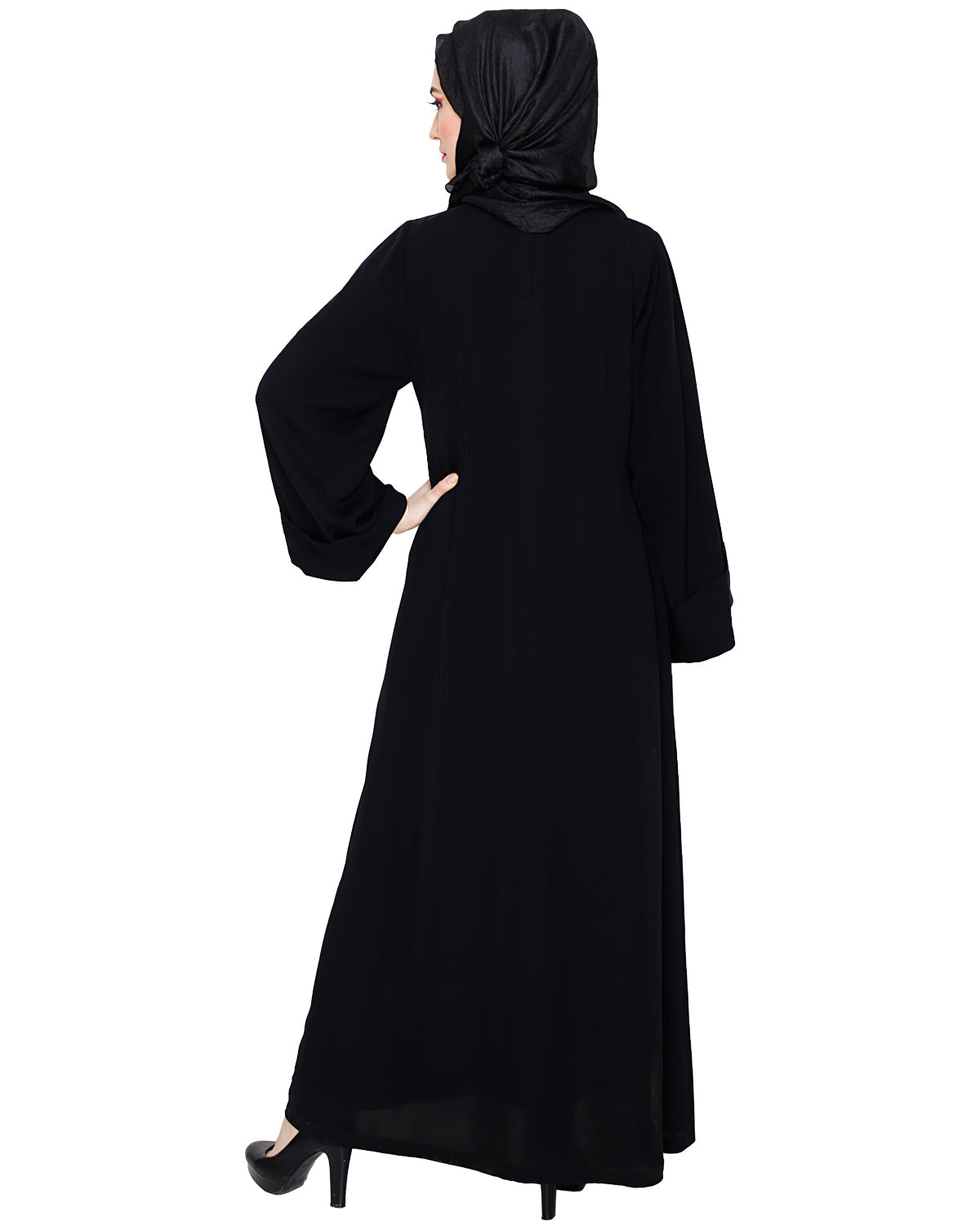 Floral Embellished Dubai Style Abaya Black