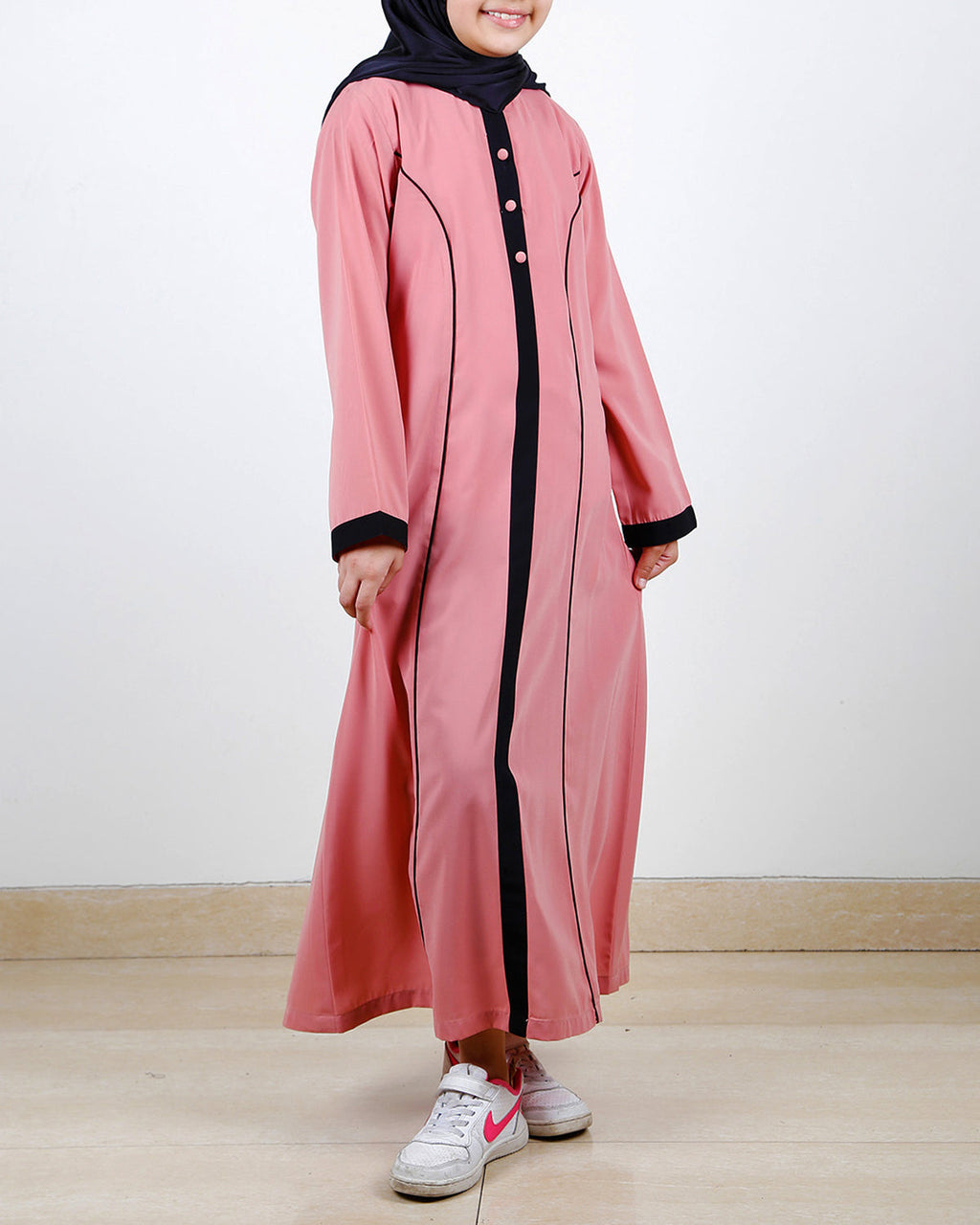 Onion Pink Panelled Kids Abaya