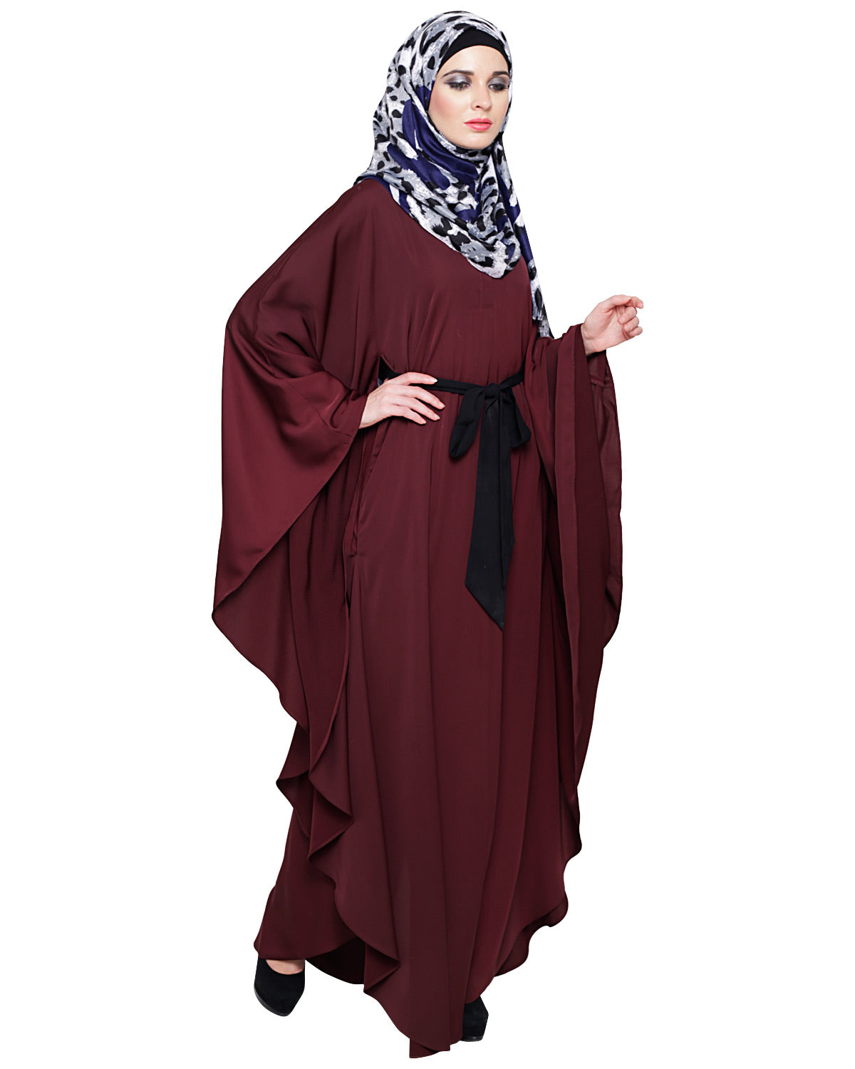Lavish Dark Brown Kaftan Wine