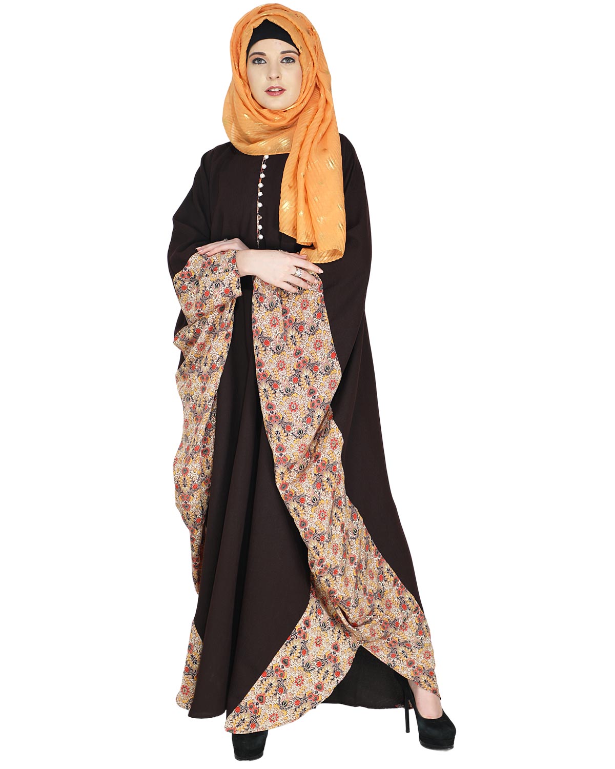Floret Printed Dark Brown Kaftan Dark Brown
