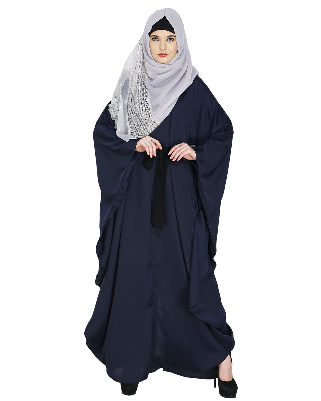Blue Designer Belt Kaftan Navy