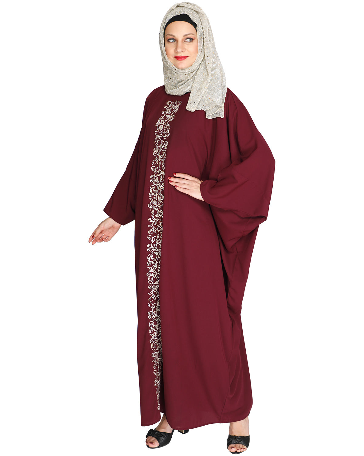 Flouncy Black Kaftan Wine