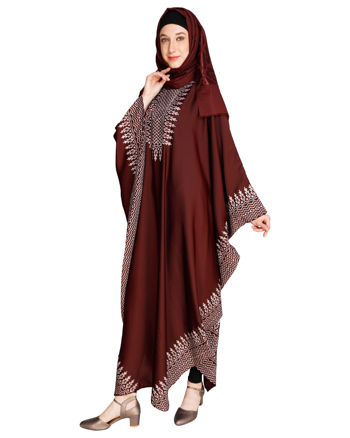 Block Printed Kaftan Wine