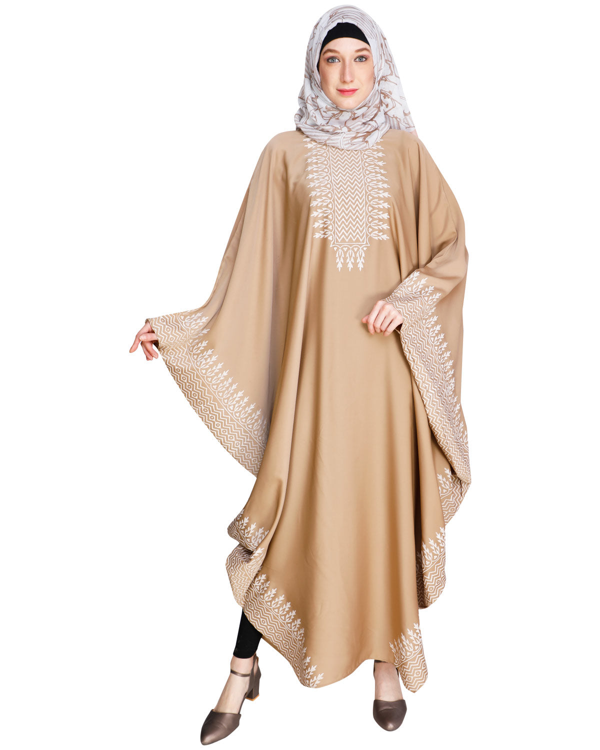 Block Printed Kaftan Beige