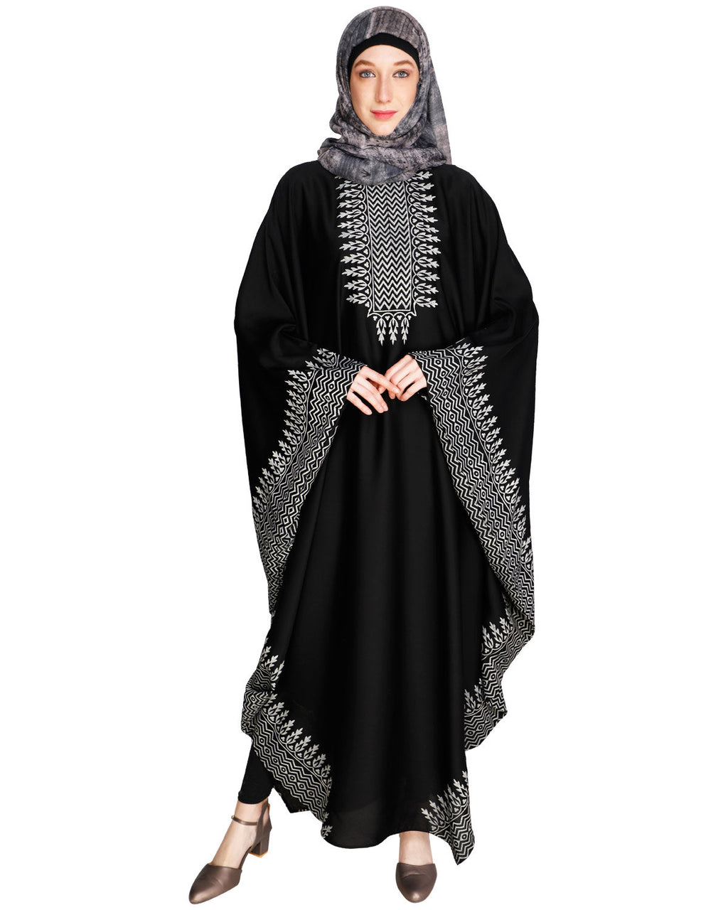 Block Printed Kaftan Black
