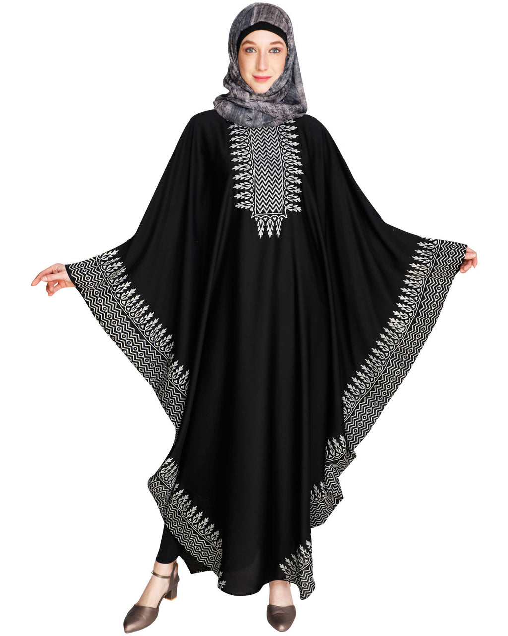 Block Printed Kaftan Black