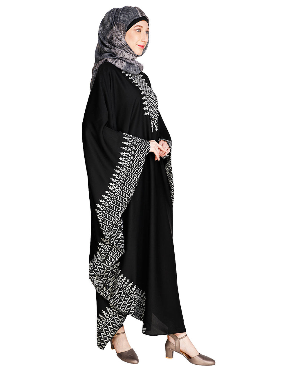 Block Printed Kaftan Black